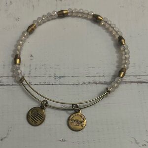Alex and Ani Gold and Clear Beaded Charm Bracelet